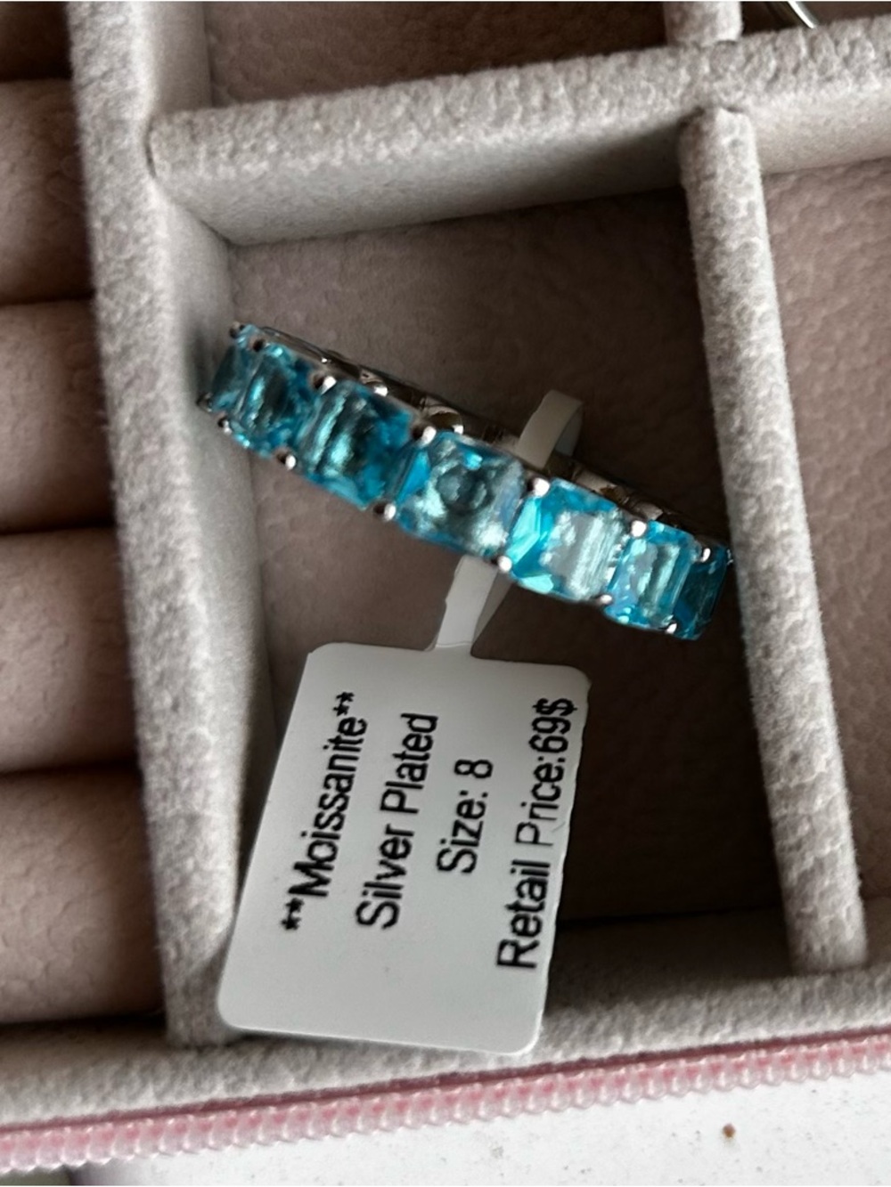 Silver-Plated Blue Eternity Ring - Size 8